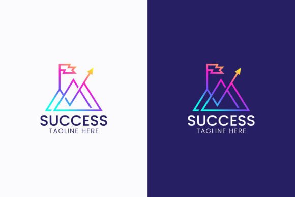 Abstract Success Logo with Mountain Flag