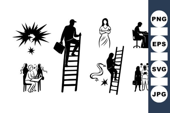 Career Ladder Silhouette Pack: Clear, Bold Visuals for Professional Storytelling
