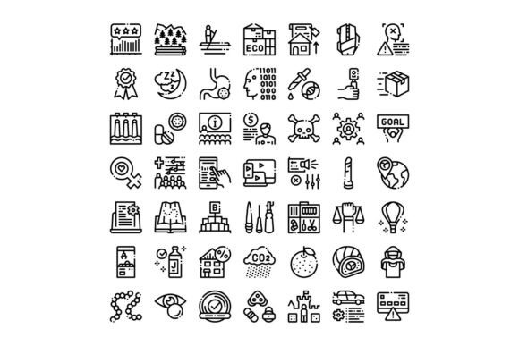 Collection of Business, Ecology and Medi: Minimalist Vector Icons for Purpose-Driven Design