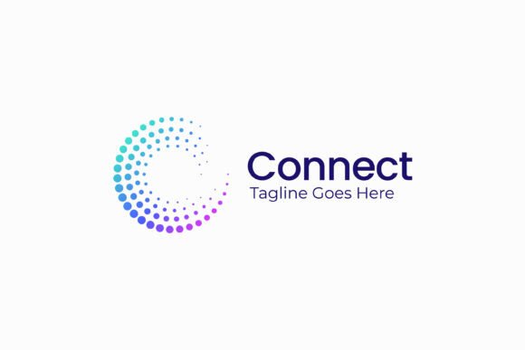 Connect Logo Halftone Circle Icon Dots