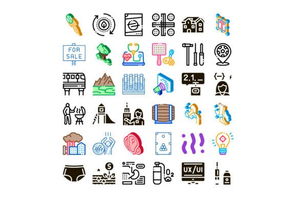 Diverse Icon Set Representing Various Li