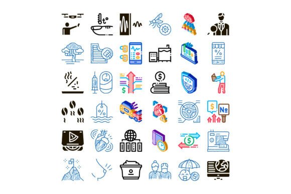 Diverse Icons Representing Modern Business