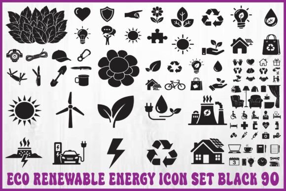 Eco Renewable Energy Icon Set