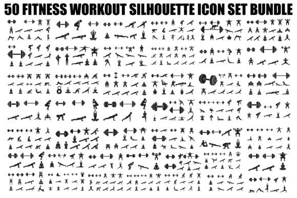 Fitness Workout Silhouette Icon Set2