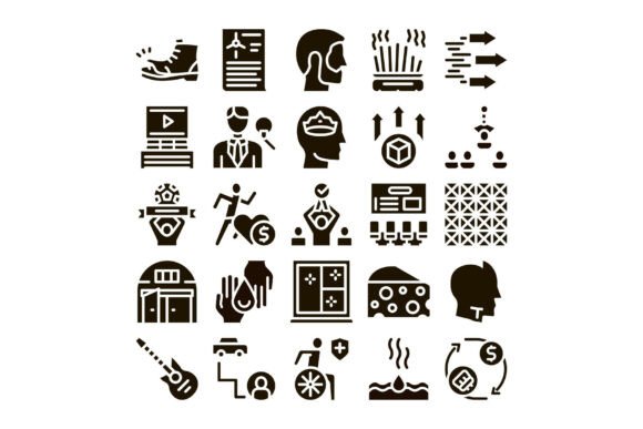 Glyph Style Icons Collection Showing Abs