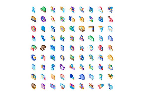 Isometric Icon Set for Business Technolo