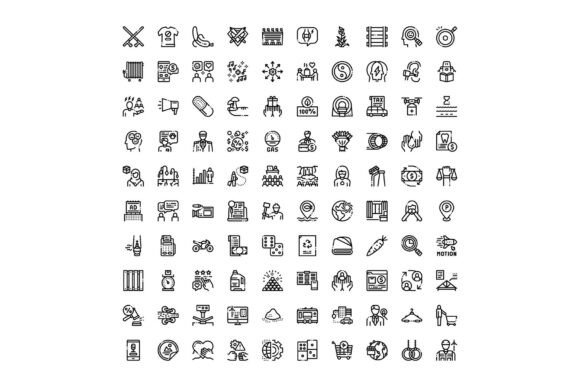 Large Collection of Business, Finance, and Essential Black-and-White Line Icons
