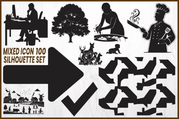 Mixed Silhouette Icon Bundle: A Versatile, All-in-One Design Resource for Creatives