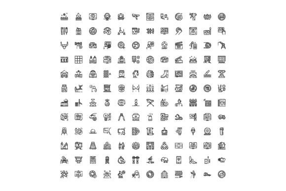 Outline Icons Set Illustrating Business