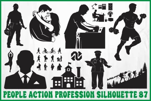 People Action Profession Silhouettes: A Versatile, Ready-to-Use Design Asset for Real-World Projects