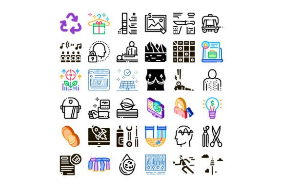 Set of Diverse Vector Icons Illustrating