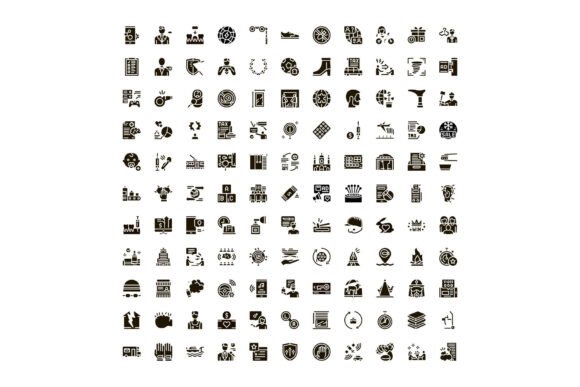 Universal Pictogram Glyph Icon Set for V